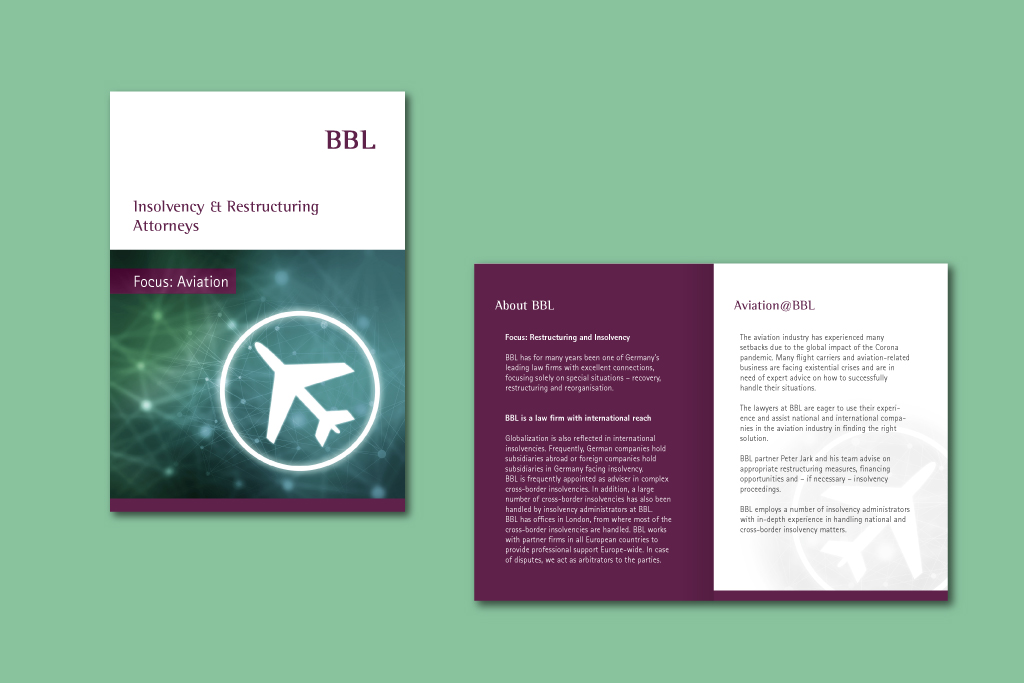 Broschüre zum Thema Aviation der Rechtsanwaltskanzlei BBL