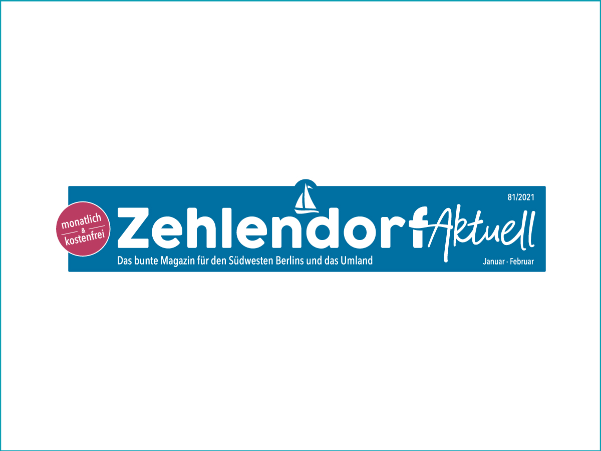 typemania-zehlendorf-aktuell-logo-isabel-gewecke Magazintitel „Zehlendorf Aktuell“ mit Segelboot-Illustration und handschriftlichem Element – Design: Isabel Gewecke.