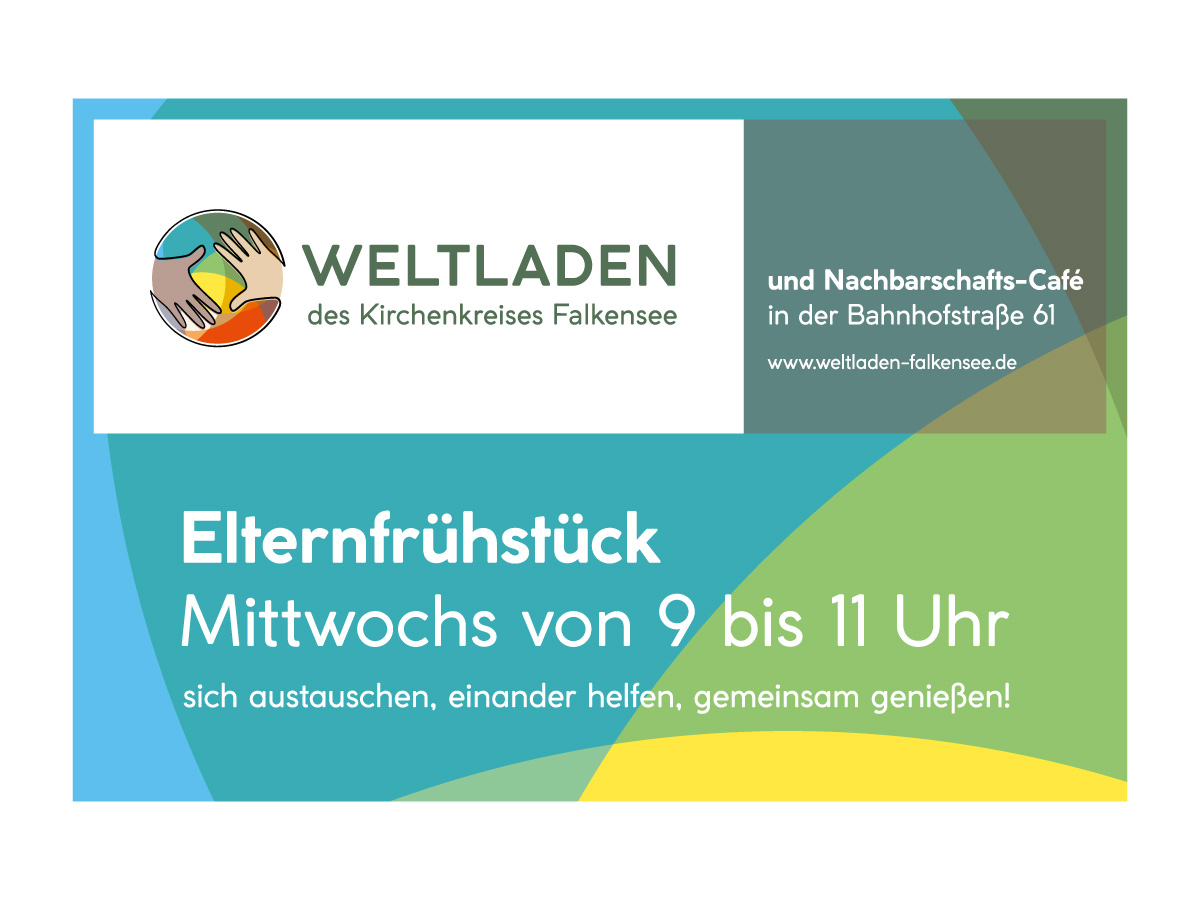 weltladen-falkensee-banner-isabel-gewecke Banner für das Elternfrühstück des Weltladens Falkensee mit Infos zu Ort und Zeit auf farbigem Hintergrund – Design: Isabel Gewecke.